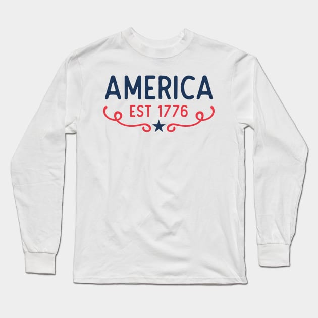 America EST 1776 Long Sleeve T-Shirt by Ombre Dreams